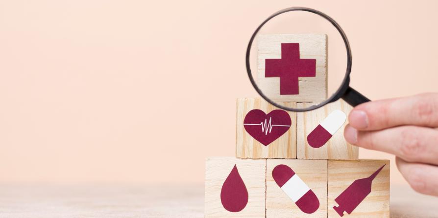 Des icones santé sur des cubes