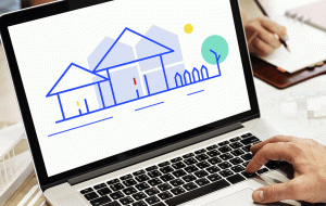 Un ordinateur montrant un dessin de logement